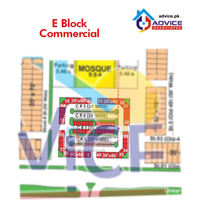 Bahria Phase 8 E Commercial Map 
