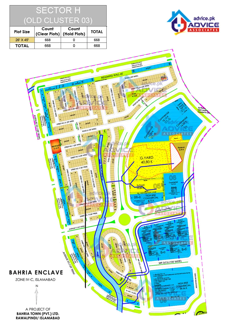 Bahria Enclave Sector H Map